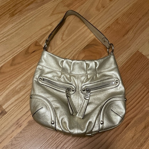 B.Makowsky | EUC Champagne Gold Metallic Leather Shoulder Bag Women’s Retro 90’s - Picture 2 of 11